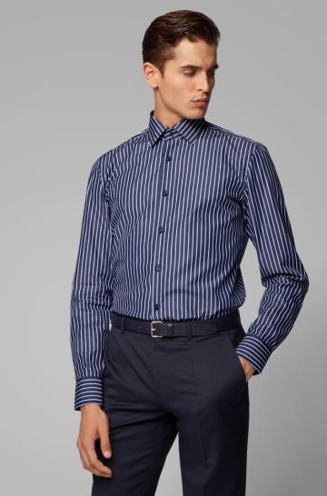 Koszula BOSS Slim Fit Ciemny Niebieskie Męskie (Pl22560)